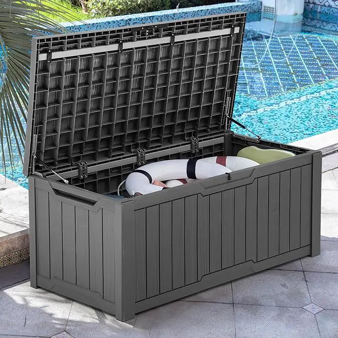 YITAHOME 120 Gallon Outdoor Storage Deck Box, Large Resin Patio Storage for Outdoor Pillows, Garden Tools and Pool Supplies, Waterproof, Lockable, (Dark Grey) by GreenHaven Gardens
