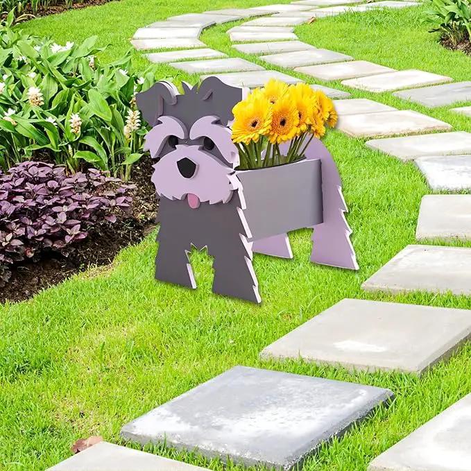 Gray Schnauzers Dog Planter Plant Pots,Cute Garden Dog Flower Planter,Large Dog Planters Birthday Gifts for Women,Office,Indoor/Outdoor Decor(9.84 * 10.24 * 15in) by GreenHaven Gardens