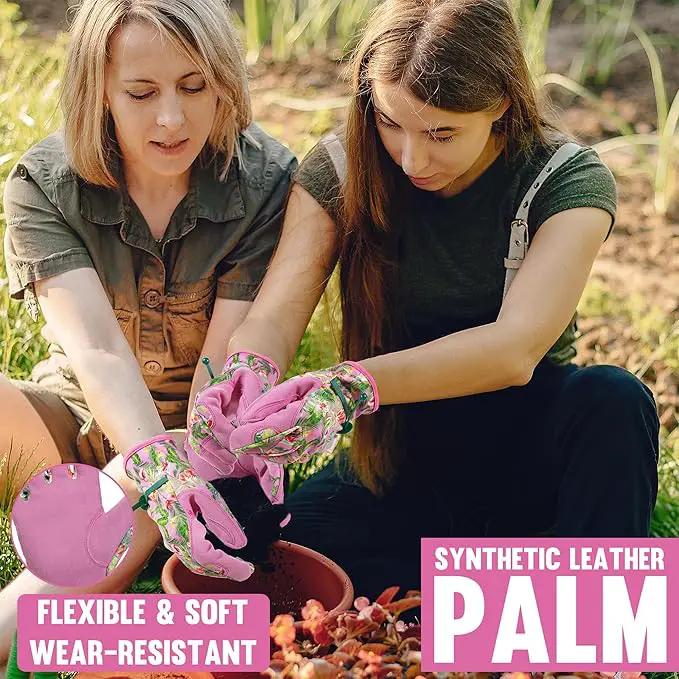 HLDD HANDLANDY Work Gloves for Women and Ladies, Leather Gardening Gloves Flexible Mechanic Working Gloves by GreenHaven Gardens