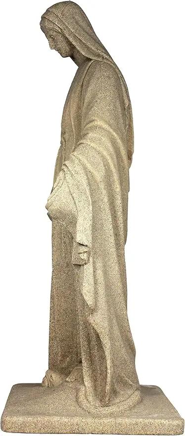 EMSCO Group Virgin Mary Statue - Natural Sandstone Appearance - Made of Resin - Lightweight - 34" Height by GreenHaven Gardens