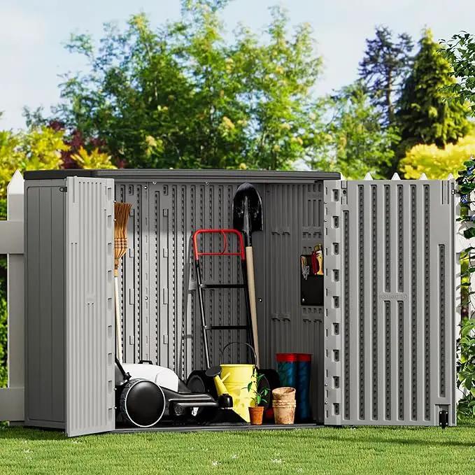 Large Outdoor Storage Box,Resin Sheds&Outdoor Storage Waterproof/Lockable,Outdoor Storage Cabinets for Balcony,Garage,Backyard (37Cu.ft-Pale Grey) by GreenHaven Gardens