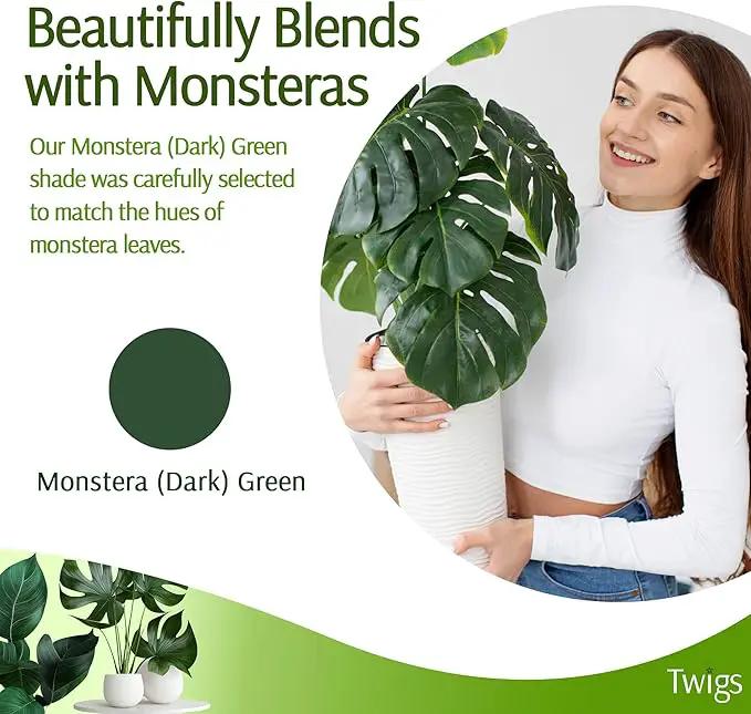 Stackable Monstera Plant Support Stakes, Climbing Plants Support Structures for Indoor & Outdoor Use, Garden Accessories, Alternative to Moss Pole - Monstera Green, 5 Pack, 17" L by GreenHaven Gardens