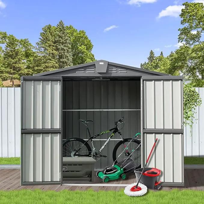 Domi 10’ x 8’ Outdoor Storage Shed, Metal Sheds Tool Storage Gable Roof with Lockable Door & Air Vents, Outdoor Galvanized Steel Sheds for Backyard,Garden,Patio,Lawn by GreenHaven Gardens