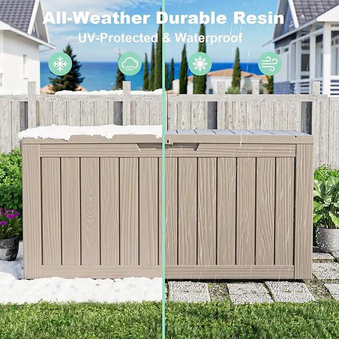 DRATO 75 Gallon Deck Box, Waterproof Resin Large Outdoor Storgae Box for Patio Furniture, Patio Cushions, Gardening Tools, Pool and Sports Supplies, Lockable by GreenHaven Gardens
