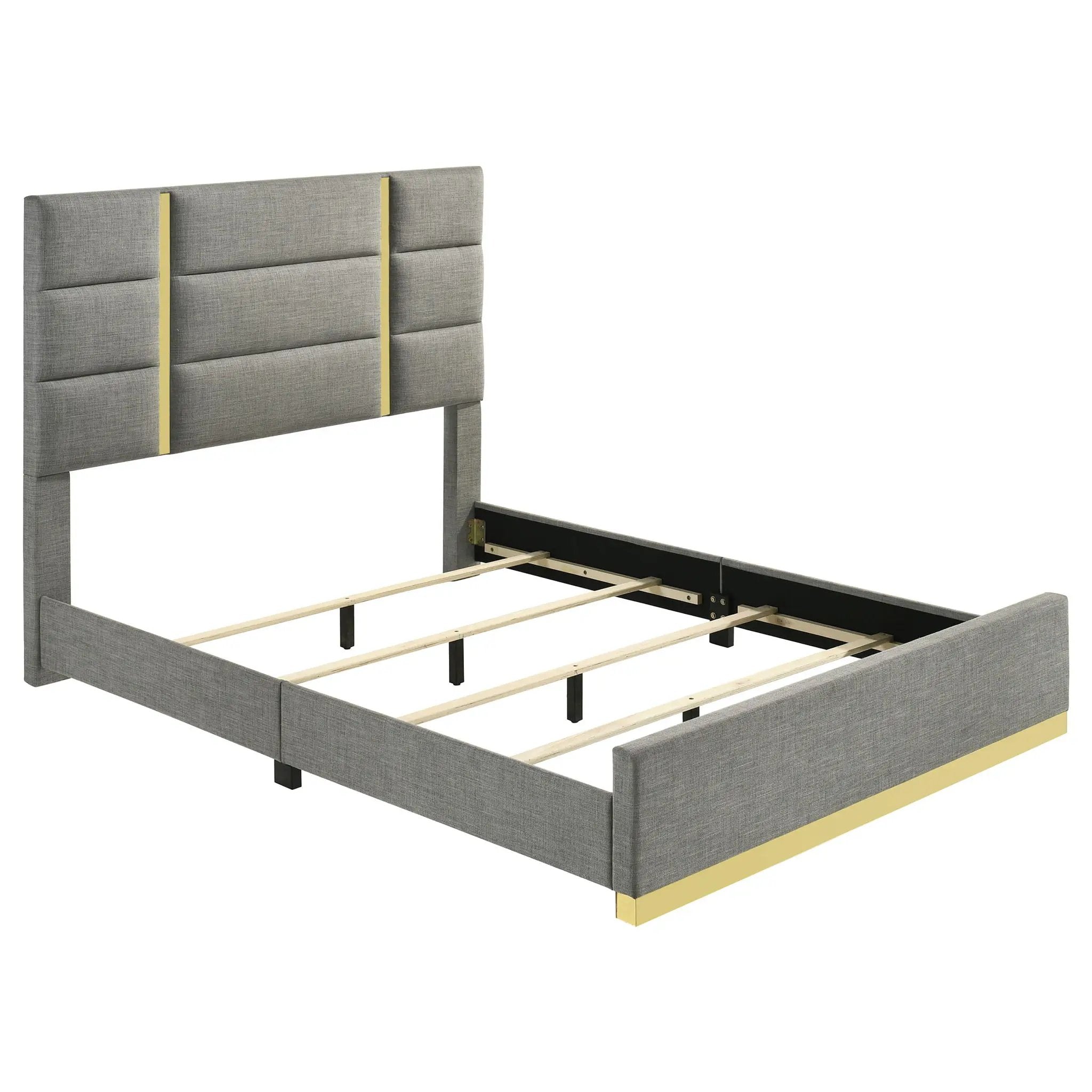 Ines 56-inch Fabric Upholstered Queen Panel Bed Grey by Unique Piece Furniture