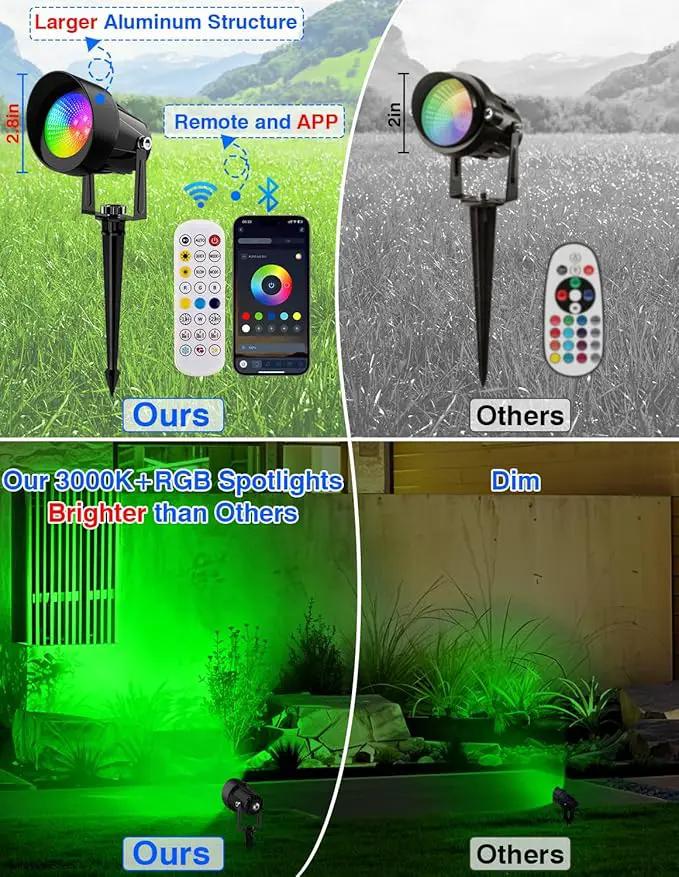 Spot Lights Outdoor, Smart RGBW LED Color Changing Landscape Lights with APP and Remote Control, Music Mode, DIY Scenes, Timing, IP65 Waterproof Spotlights Plug in for Yard Garden, 2 Pack by GreenHaven Gardens