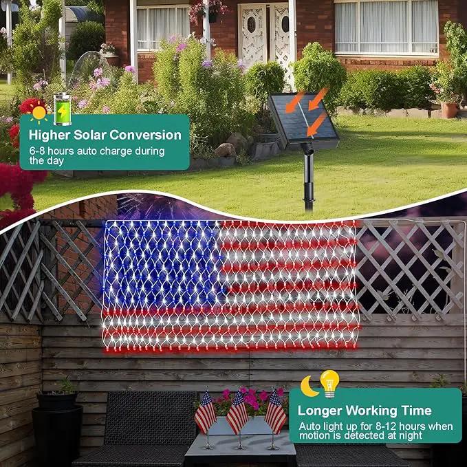 DBFAIRY Solar American Flag Lights Outdoor,420 LEDs American Flag Net Lights 6.5ft x 3.28ft Super Bright,Memorial Day Decorations of The United States for Independence/National/Memorial Day,July 4th by GreenHaven Gardens