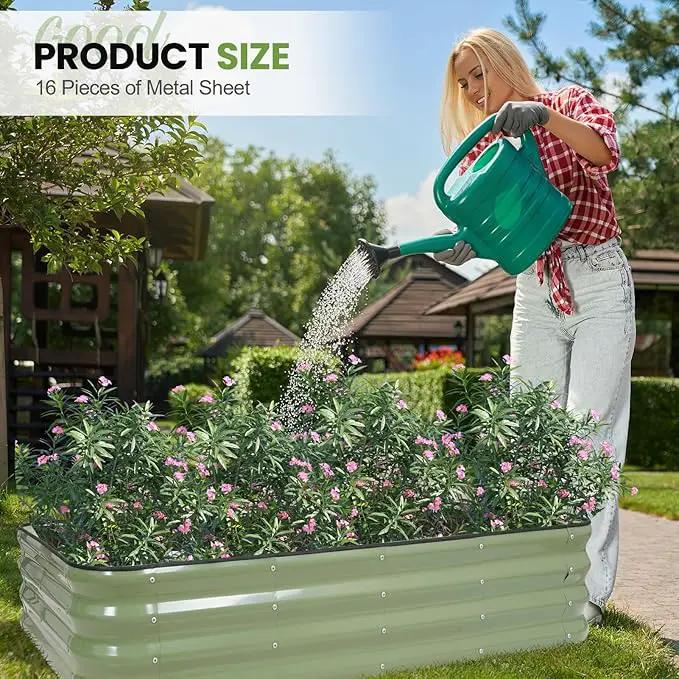 G GOOD GAIN Raised Garden Bed Kit | 2Pcs 4-in-1 Adjustable Galvanized Metal Planter Boxes for Outdoor Vegetables, Flowers Herb | Multiple Sizes (5x3x1ft, 4x4x1ft, 6x2x1ft, 7x1x1ft), Green by GreenHaven Gardens