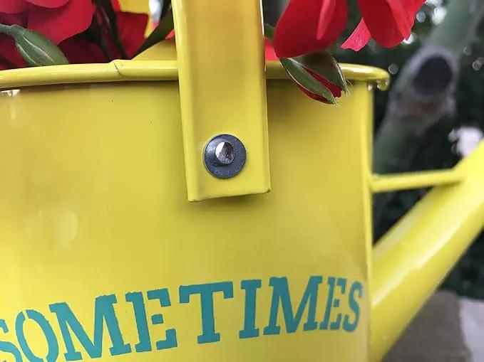 Small Indoor Watering Can - Gardening Gifts for Women -Sometimes I Wet My Plants- 1.6 L - Cute Watering Can for Gardeners - Yellow Galvanized Metal by GreenHaven Gardens