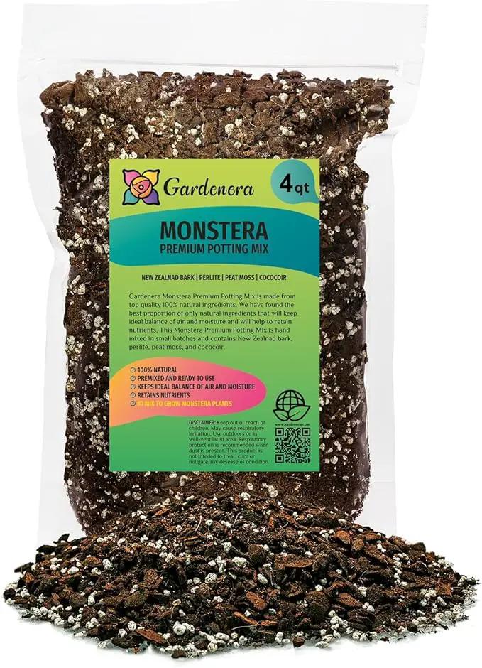 Premium Monstera Potting Soil - Quick Drain Potting Soil for Growing and Repotting Monstera Deliciosa/Swiss Cheese Plant - 4 Quart Bag by GreenHaven Gardens