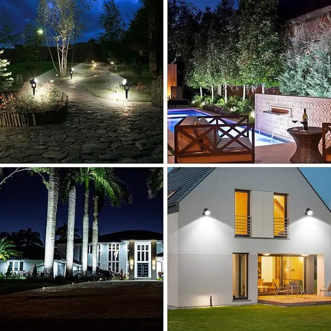 T-SUNUS Solar Spot Lights Outdoor White 4 Pack 6000K, IP65 Waterproof Landscape Spotlights with Separate Solar Panel & 9.8ft Cable Auto On/Off for Flag Pond Trees Driveway Garden Pathway Pool Area by GreenHaven Gardens