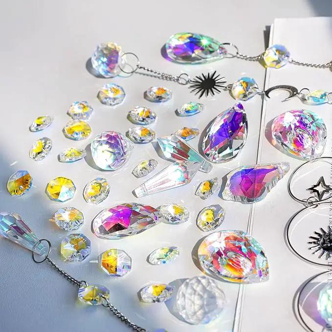 H&D HYALINE & DORA DIY Crystal Suncatcher Assembly Craft Kits for Adults 215pcs Rainbow Prisms Beads Pendant Crystal Window Sun Catchers Hanging Ornament Indoor Outdoor Decor, Silver by GreenHaven Gardens