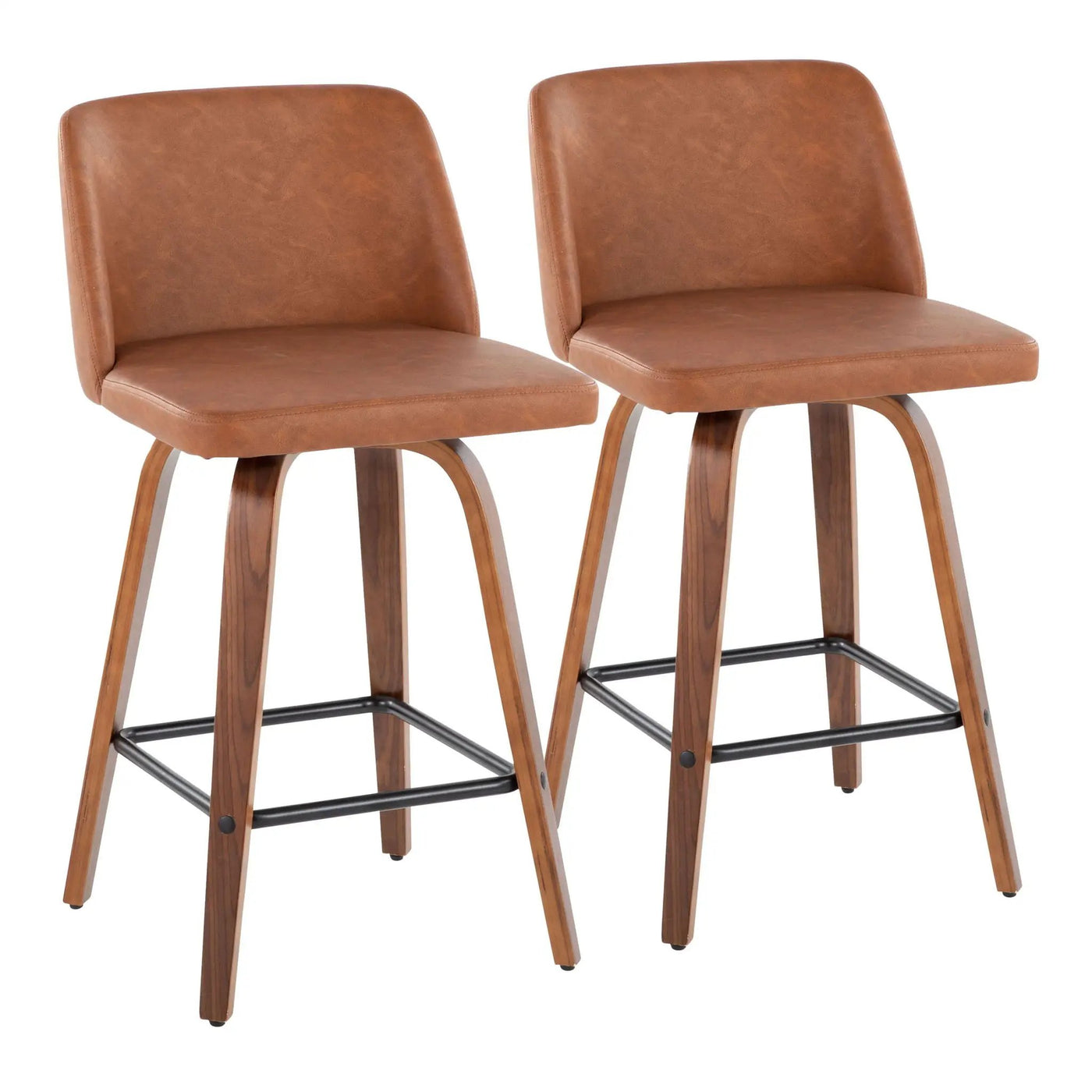 Toriano - Mid Century Modern Fixed Height Counter Stool & Square Footrest (Set of 2) by HouseOfZazla