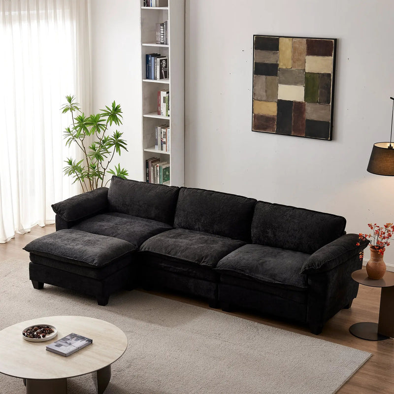 Luxury Couch with Ottoman in Soft Chenille by HouseOfZazla