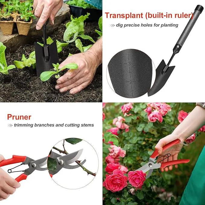 Garden Tools Set with Extension Handles, 5 Piece Thick Gardening Hand Tools, Heavy Duty Steel Rust-Proof Weeding Planting Tool Ideal Gardening Kit Gifts for Women and Men by GreenHaven Gardens
