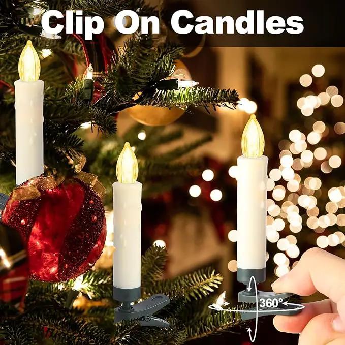 LED Christmas Candles, Flickering Clip on Candles for Christmas Tree, Battery Operated with Remote Timer, Warm White Light, Flameless Taper Candles for Home Christmas Decor, Set of 30 by GreenHaven Gardens