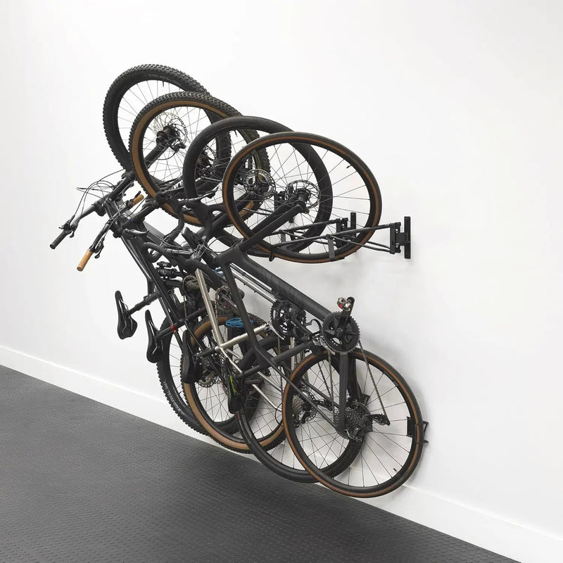 StoreYourBoard SwivelStow Bike Storage Rack 4 Pack, 2 MTB & 2 Road & Gravel Bike Wall Mounts, Heavy Duty Bike Hanger, No-Lift Bike Wall Mount for Garage Bike Storage, Holds 70 lbs, Patent-Pending by GreenHaven Gardens