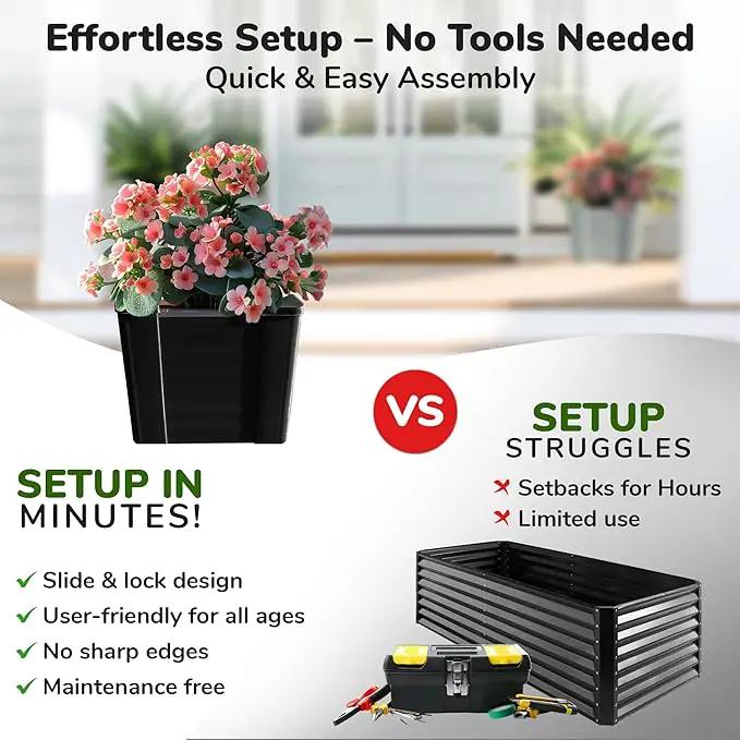Raised Garden Bed - 1x1 ft Planter Box - Black HDPE - No Tools Needed - DIY Kit for Urban Gardening, Flowers, Herbs & Vegetables - Made in The USA - 2 Pack by GreenHaven Gardens