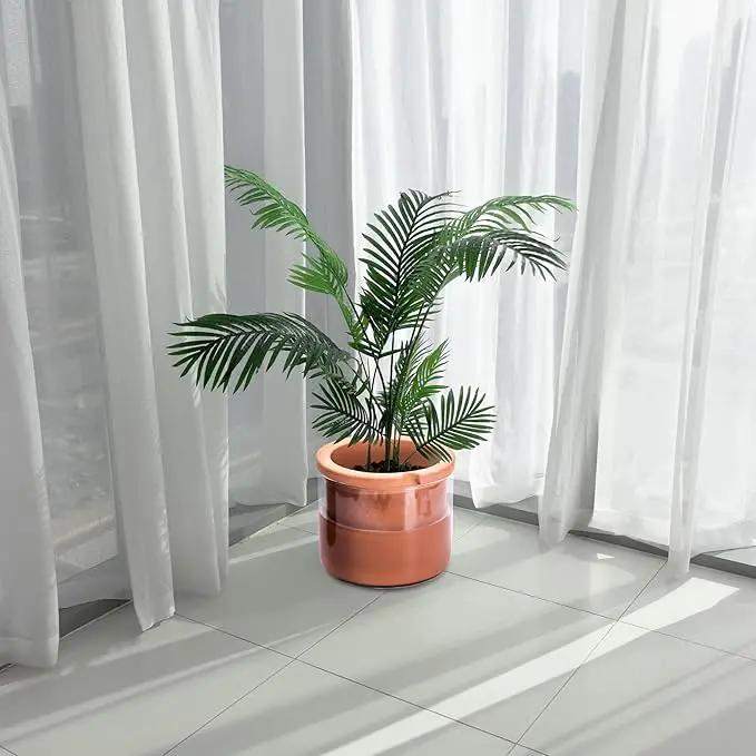 Phoenix Vine 10 Inch Self Watering Planter, White Terracotta Pot for Plants, Indoor Cylinder Terra Cotta Pot with Glass Vase by GreenHaven Gardens