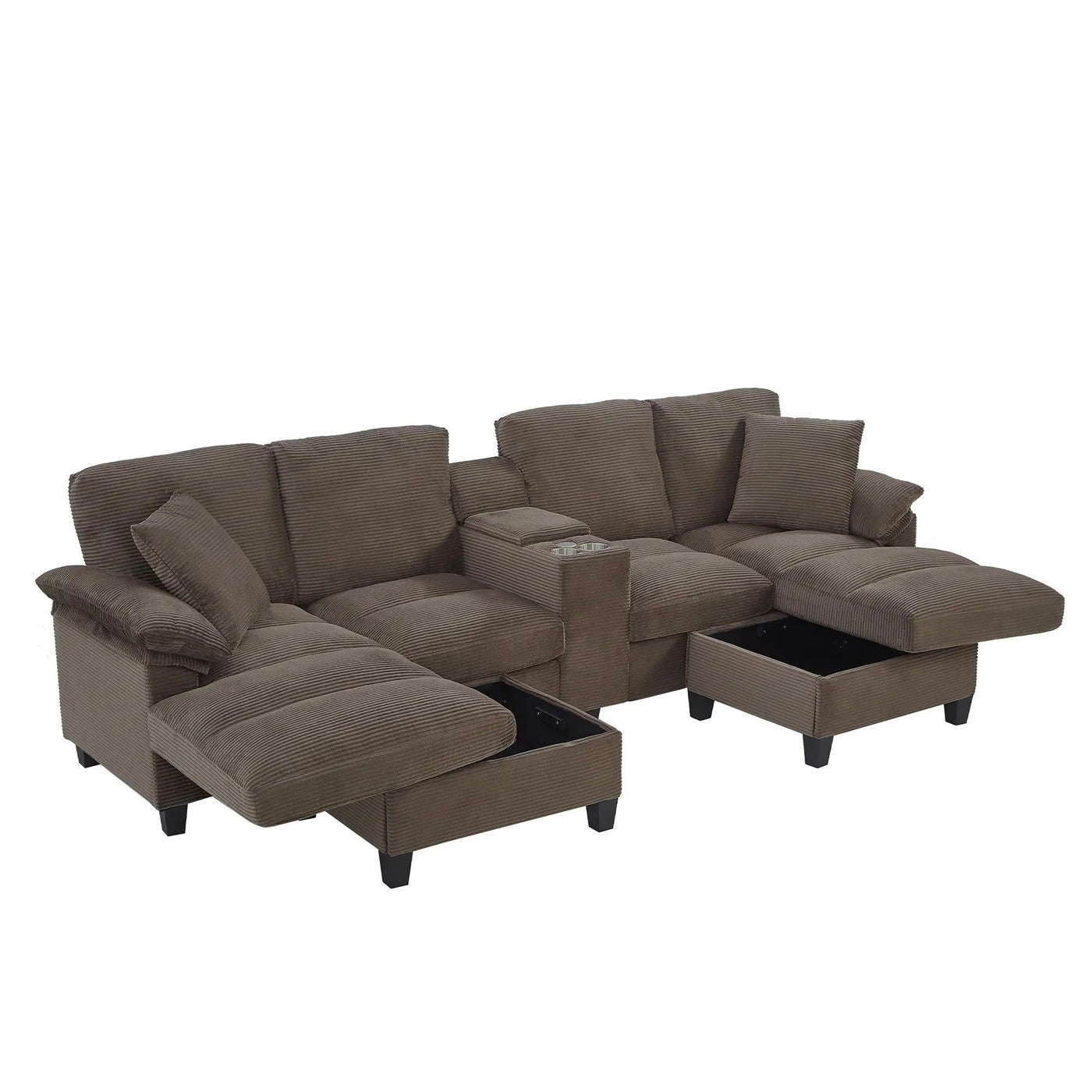 Modern U-Shaped Sectional Sofa With Storage Ottomans by Unique Piece Furniture