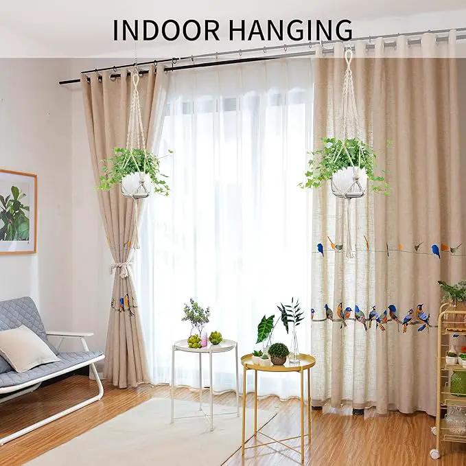 2 Pack Macrame Plant Hanger, 44 Inch, Fits 4-12 Inch Pots, Extra Long Indoor Outdoor Hanging Planter Basket Flower Pot Holder, Boho Home Decor, Ivory (POTS NOT Included) by GreenHaven Gardens