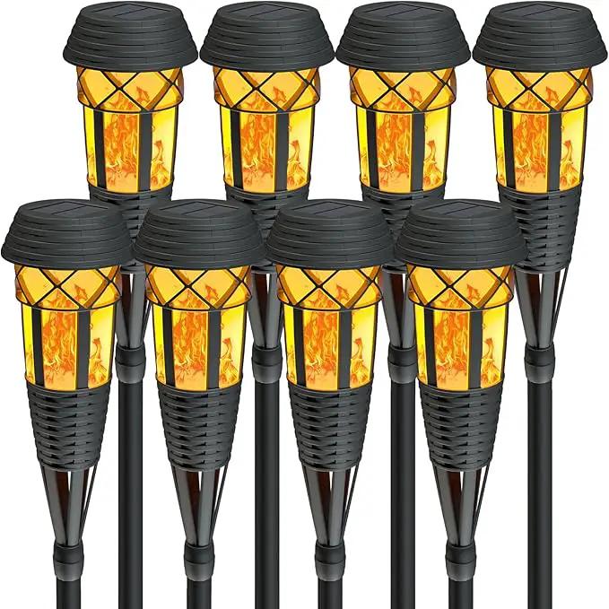 Flickering Flames Torch Light Solar Garden Lights Waterproof Landscape Lighting - 8 Pack by GreenHaven Gardens