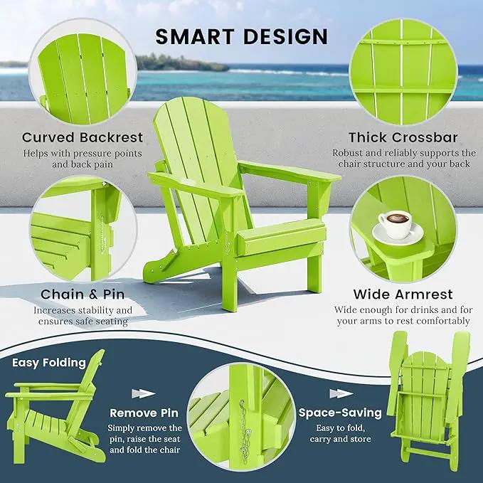 Westin Outdoors Laguna WO Home Furniture Adirondack Chair 2 PCS Set Outdoor Folding Patio Chair for Bon Fire Pit Garden Lawn Backyard Lounging Relaxing (Lime Green) by GreenHaven Gardens
