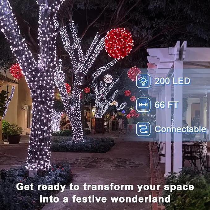 66FT Christmas Decorative Lights, Connectable 200 LED Green Wire Fairy String Lights Plug in, 8 Lighting Modes LED String Lights, for Indoor Outdoor Xmas Tree Wedding Party Decoration Cool White by GreenHaven Gardens