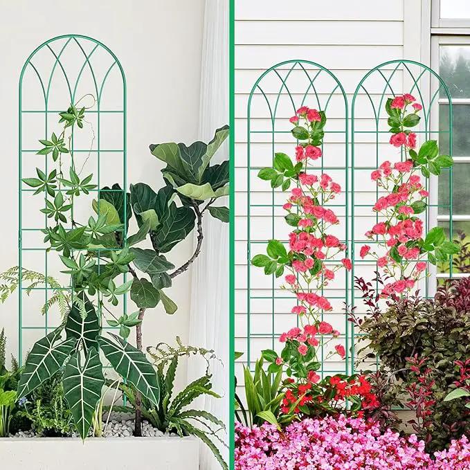 4 Pack Metal Garden Trellis for Climbing Plants, Black Metal Garden Trellis for Vines Plant Rose Vegetable Support,Large Decorative Outdoor Trellis by GreenHaven Gardens
