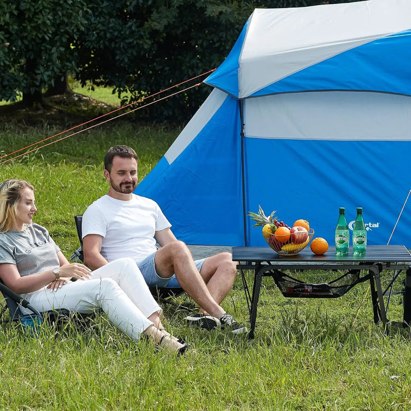 PORTAL Camping Table Foldable Portable with Adjustable Legs, Aluminum Folding Table Roll Up Table with Carrying Bag for Outdoor, Beach, Picnic, Backyards, BBQ and Party, Black by GreenHaven Gardens
