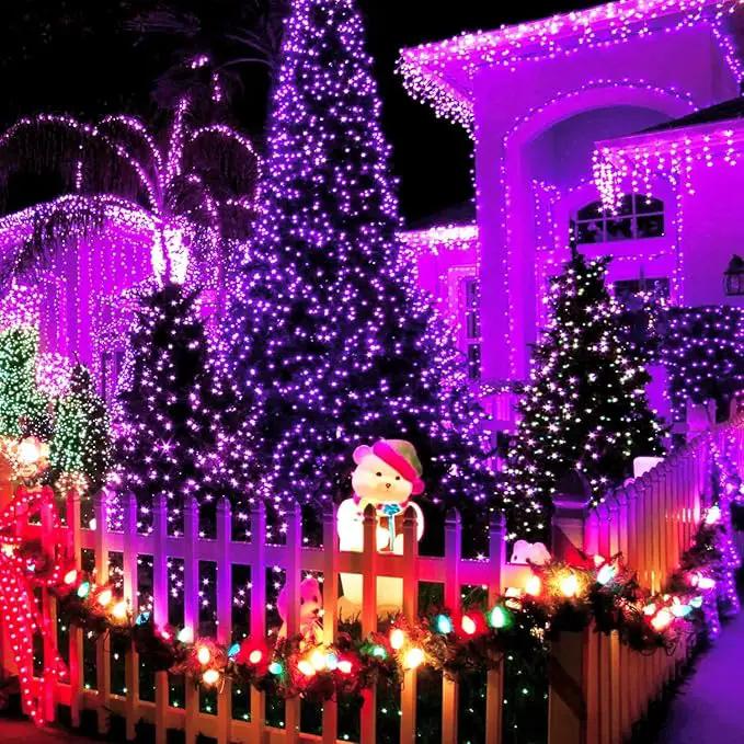 QITONG 4 Pack Purple Solar Fairy Lights, Each 33ft 100 LED Solar Christmas Lights, 8 Modes Solar Twinkle String Lights by GreenHaven Gardens
