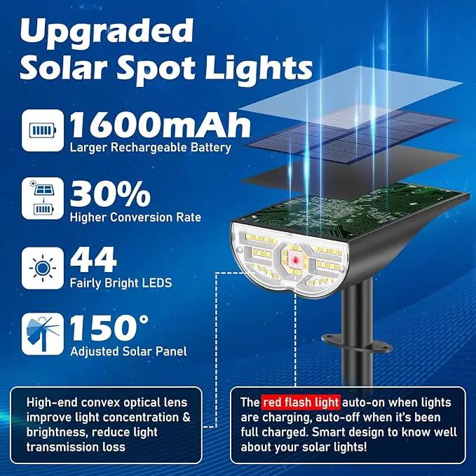Solar Spot Lights Outdoor 5 Modes, 44LEDs Bright Landscape Spotlights Solar Powered 3 Colors Changing, IP67 Waterproof Auto On-Off Dusk Dawn Solar Outdoor Lighting for Yard Garden Outside Tree by GreenHaven Gardens