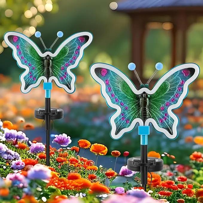 Solar Butterfly Lights Outdoor,Butterfly Solar Lights for Outside, Solar Garden Decor, Outdoor Garden neon Lights,Pathway Butterfly Lights (Light Blue,2pack) by GreenHaven Gardens