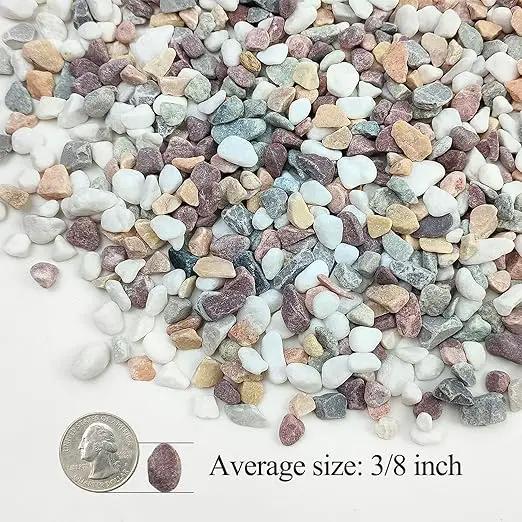 20lbs Mixed Color Pebbles for Landscaping, 3/8inch Small Rocks for Garden Succulent Cactus Planters, Natural Polished Pebbles, River Rocks for Plants, Vases by GreenHaven Gardens