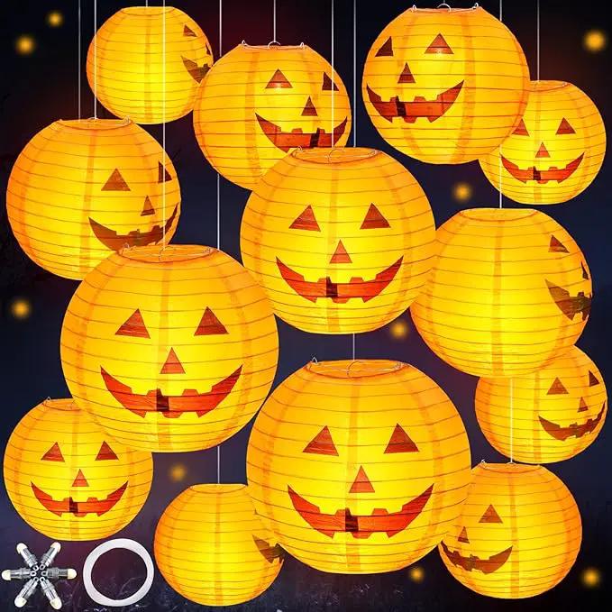 Retisee 20 Pcs 10 Inch Halloween Paper Lanterns Jack O Lantern Pumpkin Halloween Party Decorations Halloween Hanging Pumpkin Decor with Lights Suitable for Indoor Outdoor Yard, Lawn, Garden, Party by GreenHaven Gardens