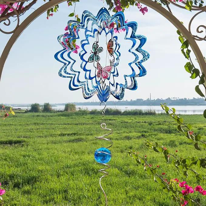 Butterfly Wind Spinner Outdoor, Wind Spinners for Yard and Garden, 3D Metal Butterfly Wind Catcher Decor Hanging Wind Sculpture Decoration, Butterfly Gift for Women Girl Mother Wife Grandma by GreenHaven Gardens