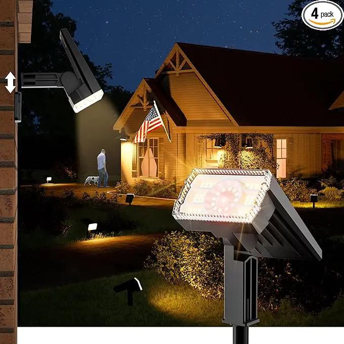 Large Panel Solar Spot Lights Outdoor 4 Pack, [58 LED/3500K/3 Modes] Solar Pathway Lights Waterproof IP67, Auto On/Off, 2-in-1 Wall Light Outdoor Light for Tree Yard Garden Pathway by GreenHaven Gardens