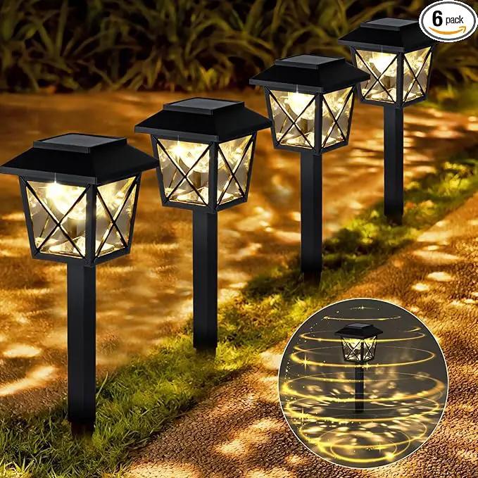 6 Pack Large Rotating Solar Lights Outdoor Waterproof 2 Modes Twinkling Decorative Lights for Garden Yard Pathway Walkway Decorations Landscape Lighting. (Set of 6) by GreenHaven Gardens
