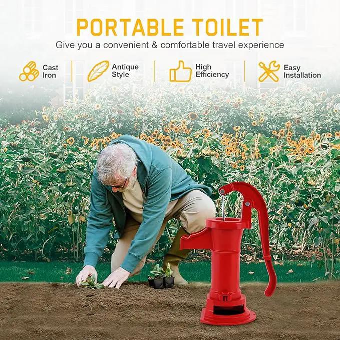 Samger Antique Pitcher Hand Water Pump Cast Iron Red Hand Well Pump 25ft Maximum lift Manual Water Transfer Pump Boost Fountain for Outdoor, Yard, Pond, Garden Decoration Kit by GreenHaven Gardens