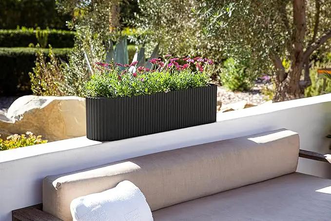 Veradek Demi Series Window Box Planter - Long Planter Box for Windowsill/Balcony | Durable Plastic-Stone Composite Material | Modern Décor for Flowers/Herbs by GreenHaven Gardens