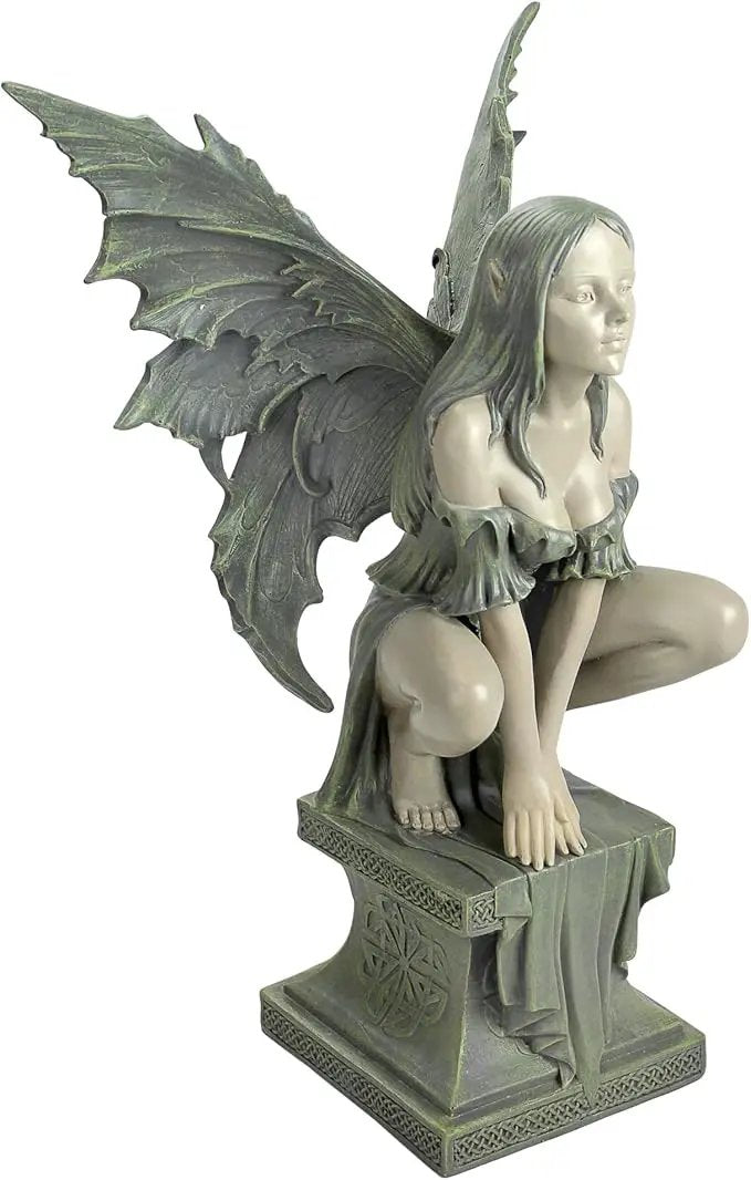 Design Toscano Celtic Fairy's Perilous Perch Outdoor Garden Statue, Large, 19 Inch, Polyresin, Two Tone Stone by GreenHaven Gardens