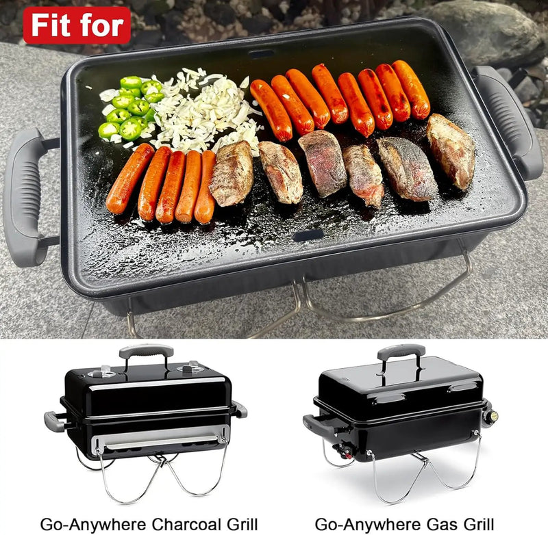 80631 Cast Iron Cooking Griddle for Weber Go-Anywhere Charcoal and Gas Grills, 16"x10" Grill Griddle Pan, Portable for Indoor Stovetop/Outdoor Camping BBQ, Replacement for Weber 70211 3634 67195 by GreenHaven Gardens
