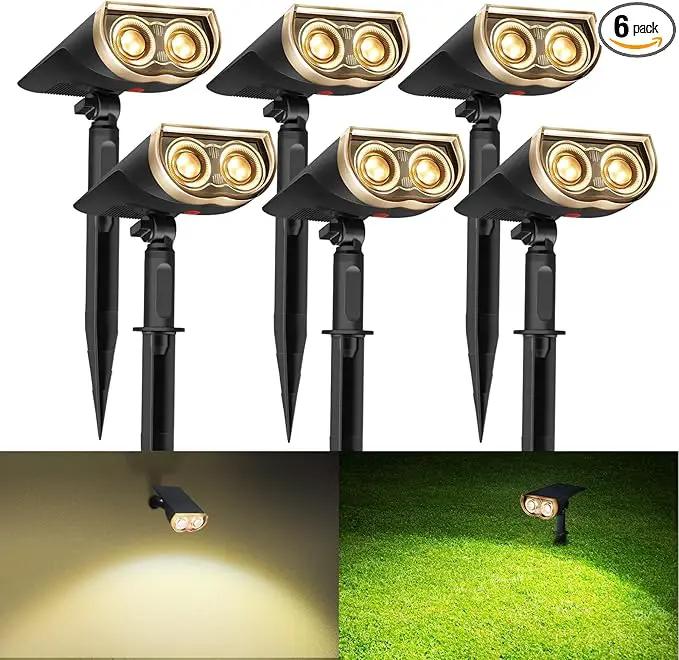 Consciot Solar Spotlights Outdoor, IP67 Waterproof 2-in-1 Solar Spot Lights, Durable Christmas Decorations Lights for Garden Yard Pathway Driveway Porch Walkway, Auto On/Off, 6 Pack(Warm White) by GreenHaven Gardens