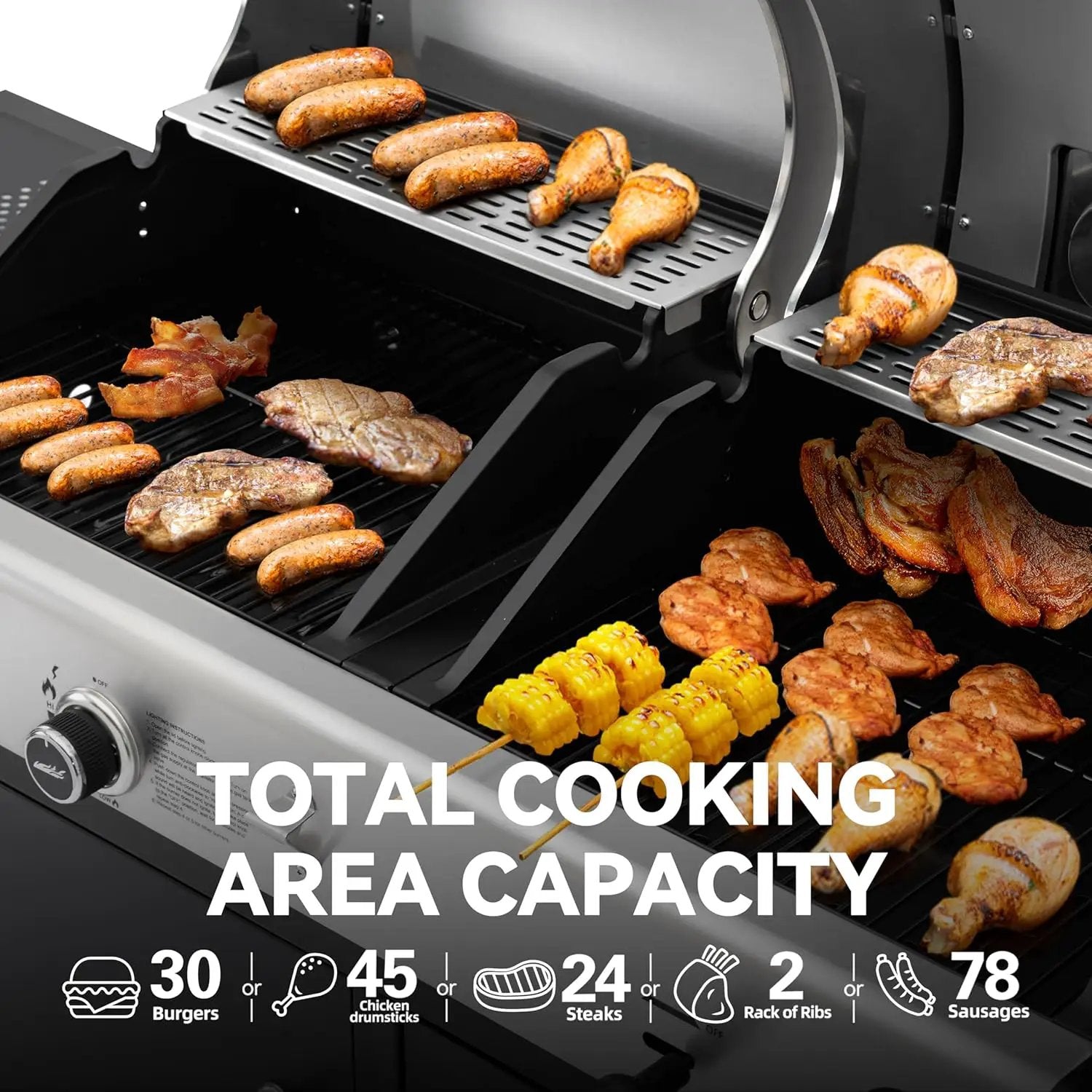 Royal Gourmet ZH3002N Propane Gas and Charcoal Grill Combo, Dual Fuel BBQ Grill with 2 Side Shelves for Outdoor Patio Garden Backyard Barbecue, 20,000 BTUs, Silver & Black by GreenHaven Gardens