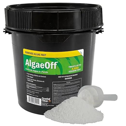 CrystalClear AlgaeOff Pond & Water Garden Scum Cleaner, Waterfall & Rock Slime Remover, String Algae Killer, Green Stain Treatment, EPA Registered Algaecide, Plant, Koi Fish, Bird & Pet Safe, 8 lbs by GreenHaven Gardens