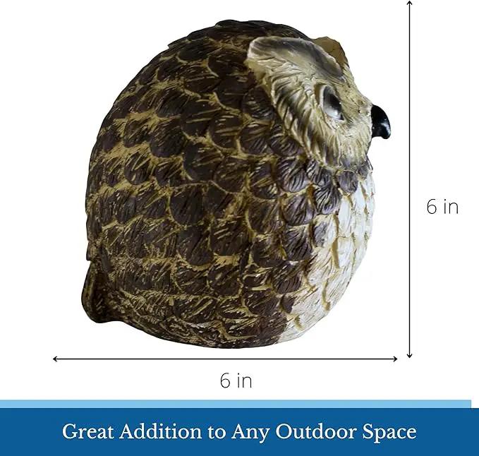 Stocky Owl Garden Decor Holds a Hidden Key Outside - Secret Magnetic Panel Key Hider by GreenHaven Gardens