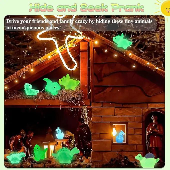 100PCS Luminous Mini Resin Dinosaur Glow in The Dark, 28 Styles Tiny Animals for Hide Garden Micro Landscape Dollhouse Decor Craft by GreenHaven Gardens