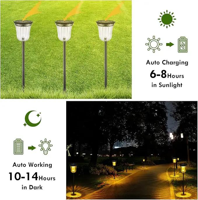 Solar Pathway Lights Outdoor, Solar Lights Outdoor Waterproof IP65, 200 LM Auto On/Off Solar Lights Garden,Outdoor Solar Lights for Yard Garden Walkway Driveway Path by GreenHaven Gardens