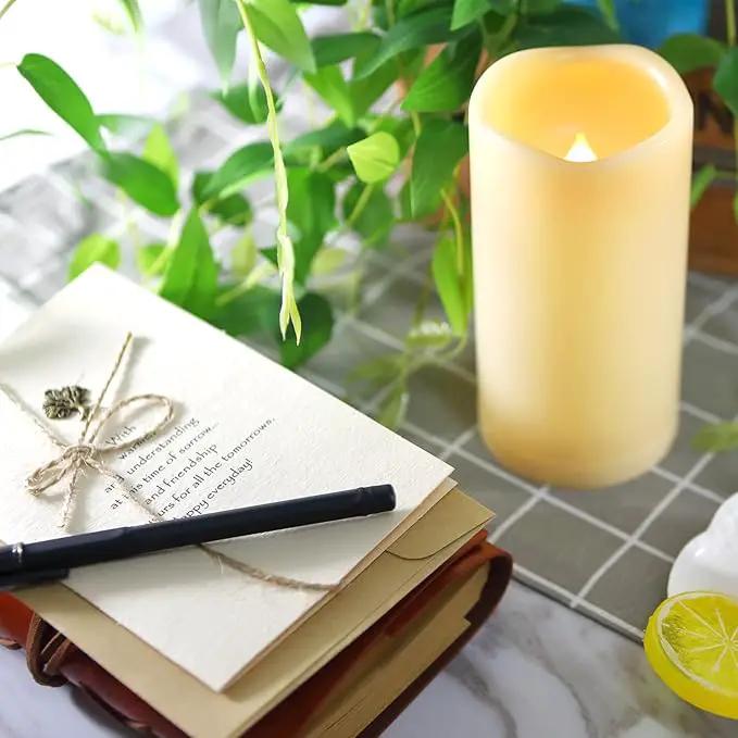 CANDLE CHOICE Waterproof Outdoor Battery Operated Flameless Pillar Candle with Timer Realistic Flickering Plastic Fake Electric LED Light for Lantern Garden Wedding Christmas Decorations 3x6 Inches by GreenHaven Gardens
