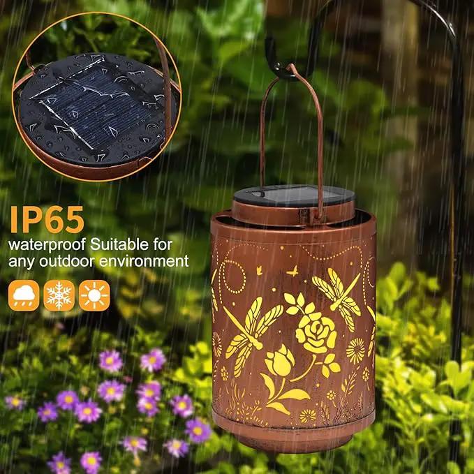 2 Pack Solar Lanterns Garden Decor Birthday Gifts for Women Mon Grandma Metal Hanging Solar Lights Waterproof Outdoor Decoration for Outside LED Lanterns for Yard Patio Lawn(Dragonfly) by GreenHaven Gardens
